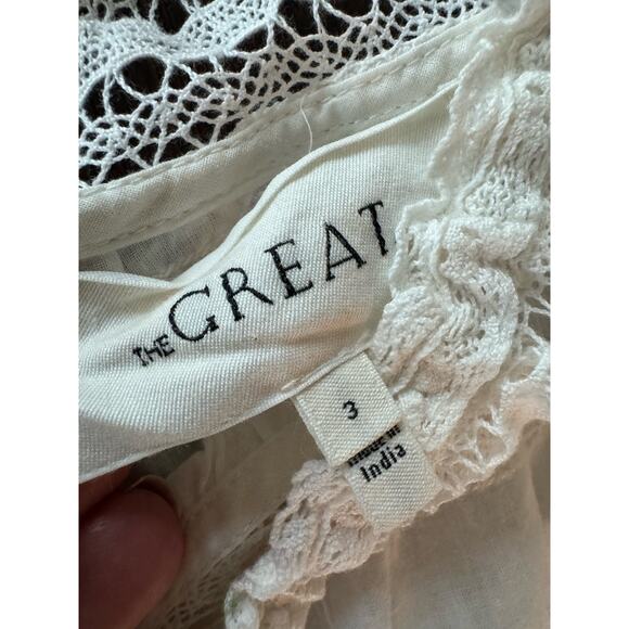 THE GREAT Dress Women’s Large The Short Nightingale Mini White Peasant Farmhouse - Picture 8 of 16